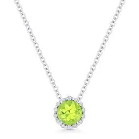 0.56ct Peridot 16"Pendant Necklace in 14K White Gold