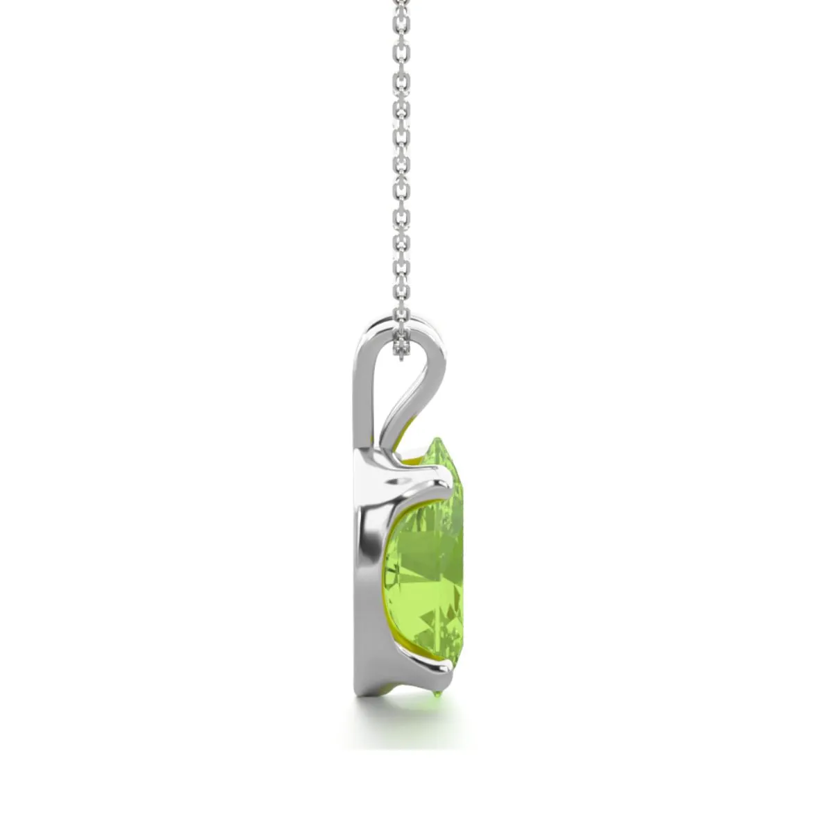 1 Carat Oval Shape Peridot Necklace In Sterling Silver, 18 Inches