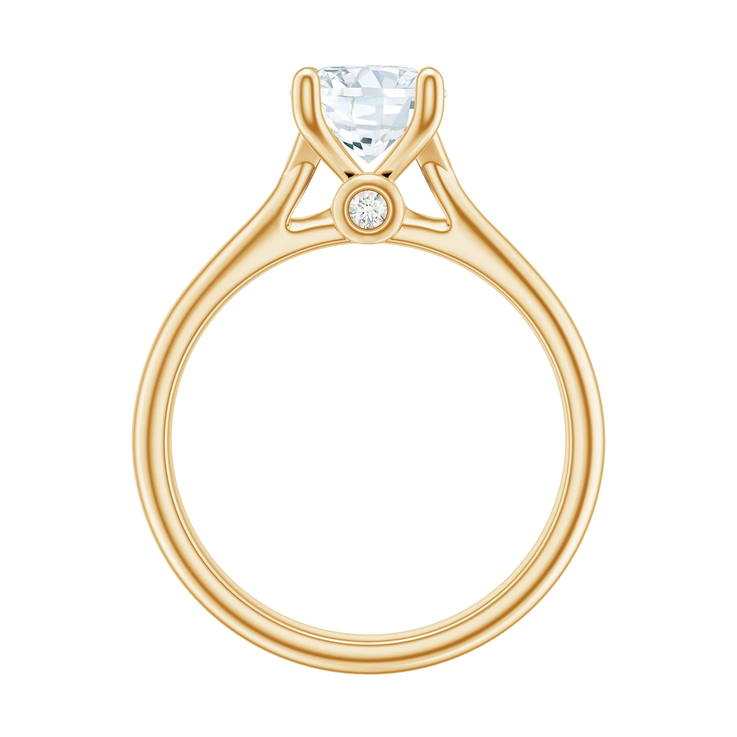 1 CT Round Cut Certified Moissanite Solitaire Ring in Gold