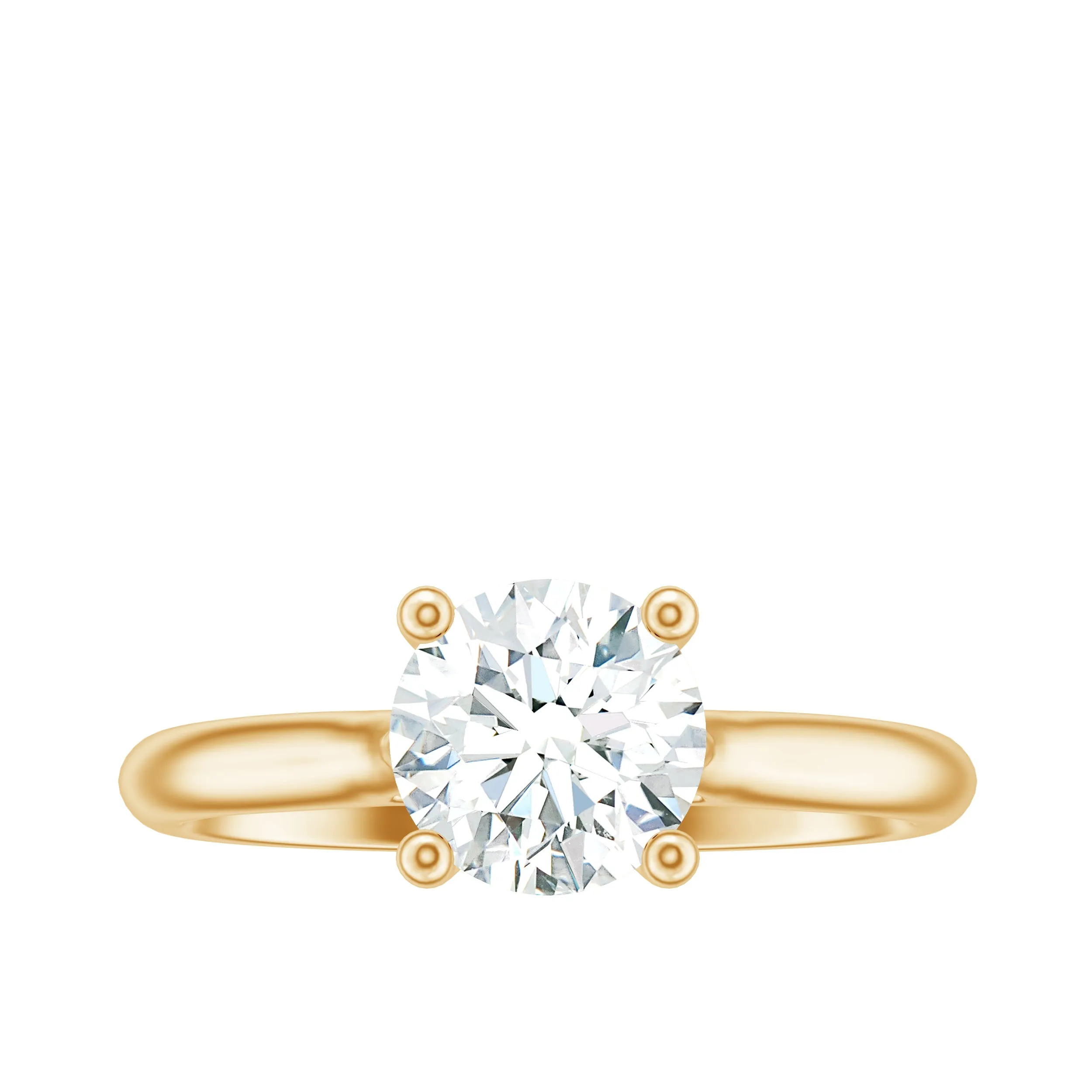 1 CT Round Cut Certified Moissanite Solitaire Ring in Gold