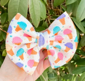 1 Scoop of Ice Cream Liverpool Fabric Bow Headband | Hair Clip