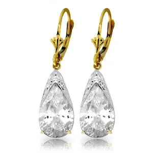 10 Carat 14K Solid Yellow Gold Russian Heat White Topaz Earrings