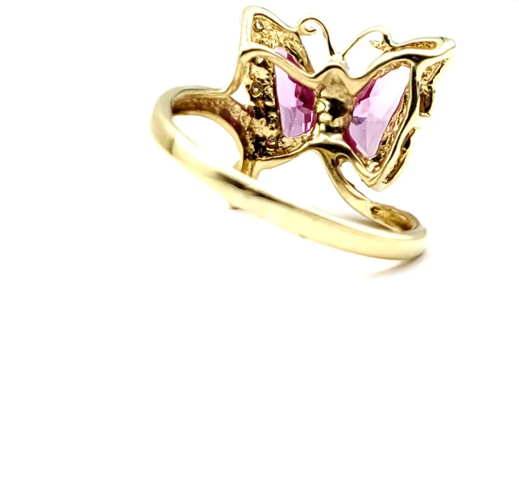 10 kt Yellow gold DCPs Pink Butterfly Ring