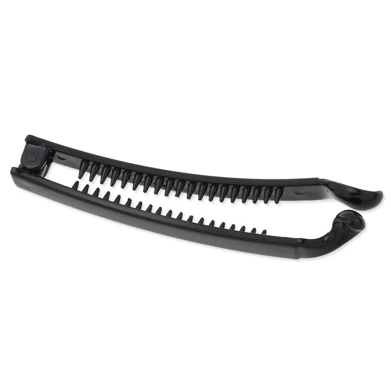 100mm Blank Black Shiny Plastic Hair Barrette(Claw) with secure extra Teeth,8mm width,20 Pieces/lot