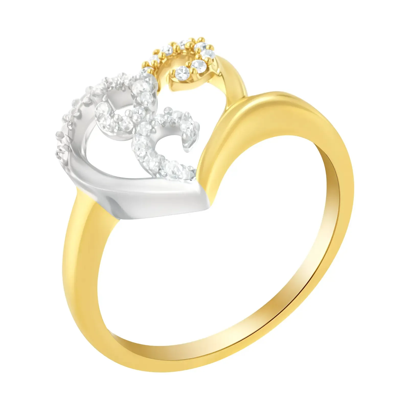 10K Two-Toned Gold Heart Shaped Diamond Cluster Ring with 0.15 Cttw Sparkle - Size 8