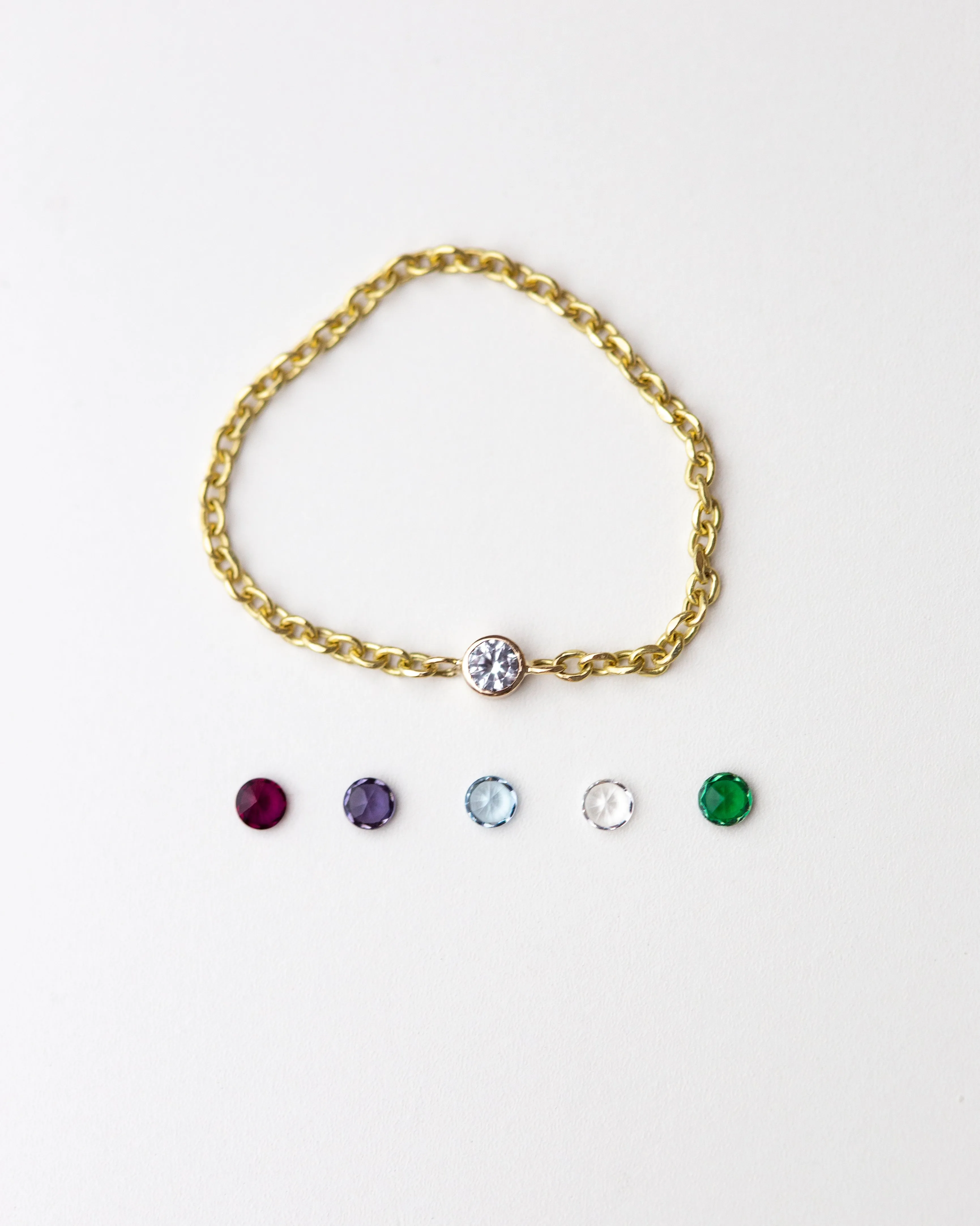 14k Gold Birthstone Chain Ring