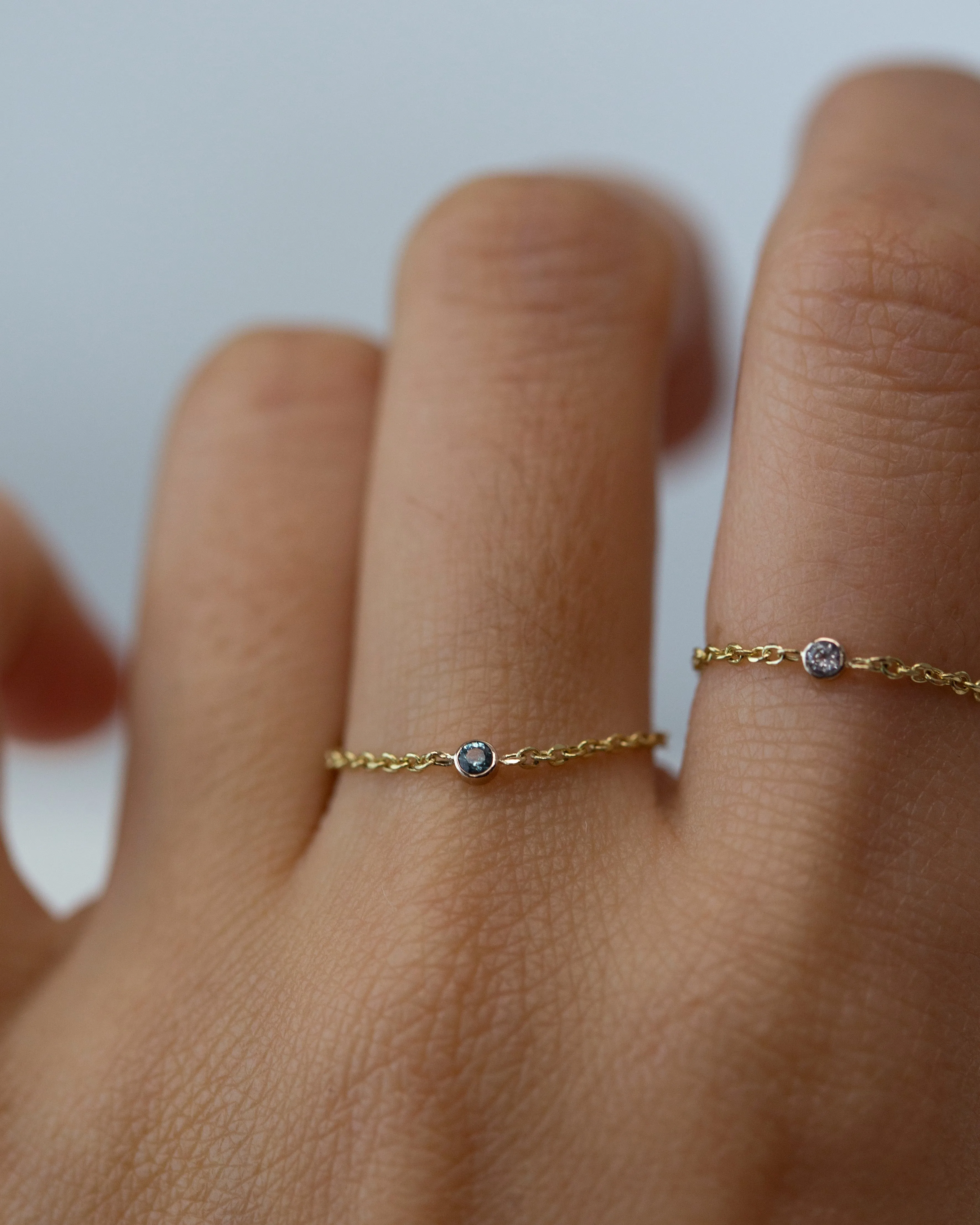 14k Gold Birthstone Chain Ring