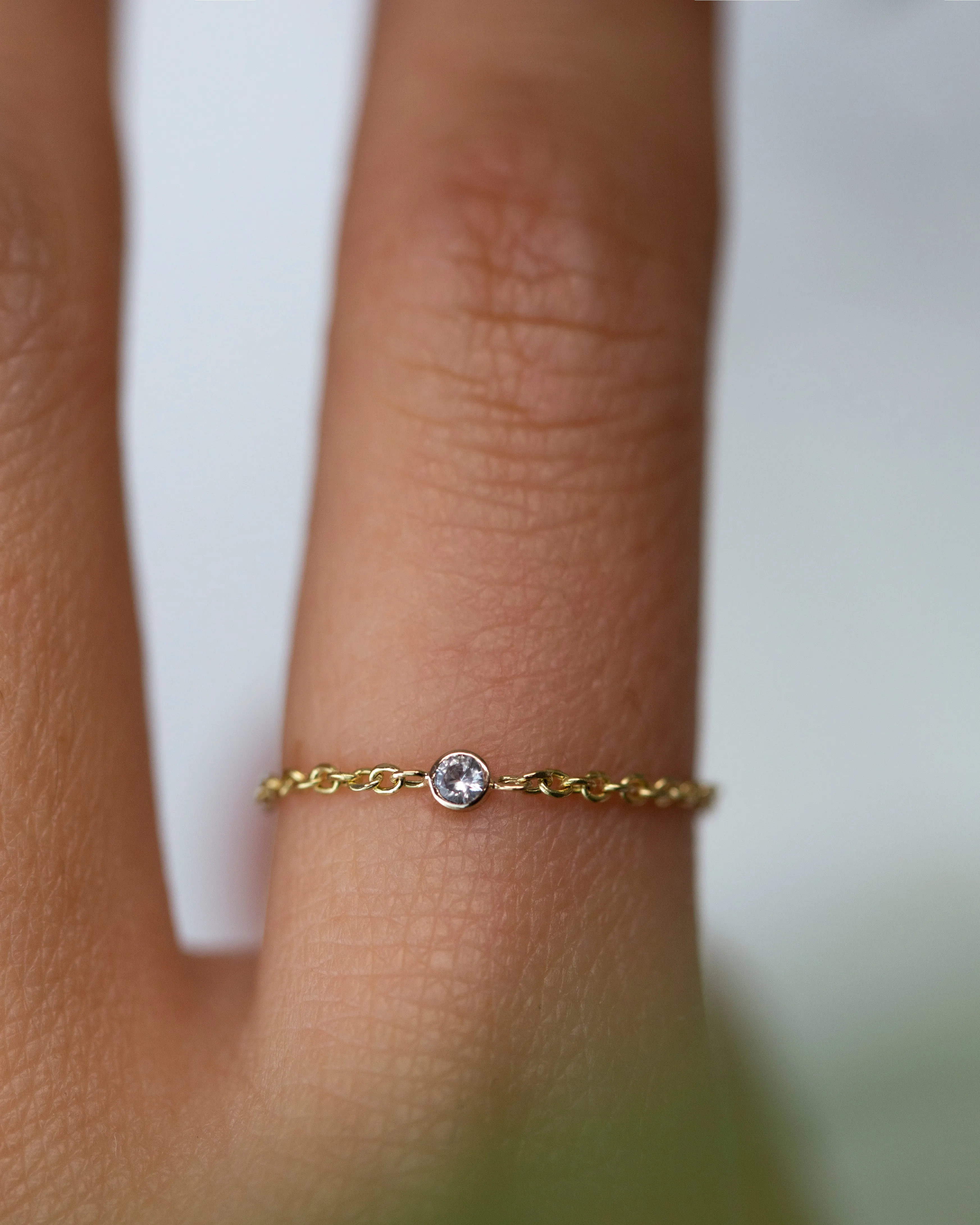 14k Gold Birthstone Chain Ring