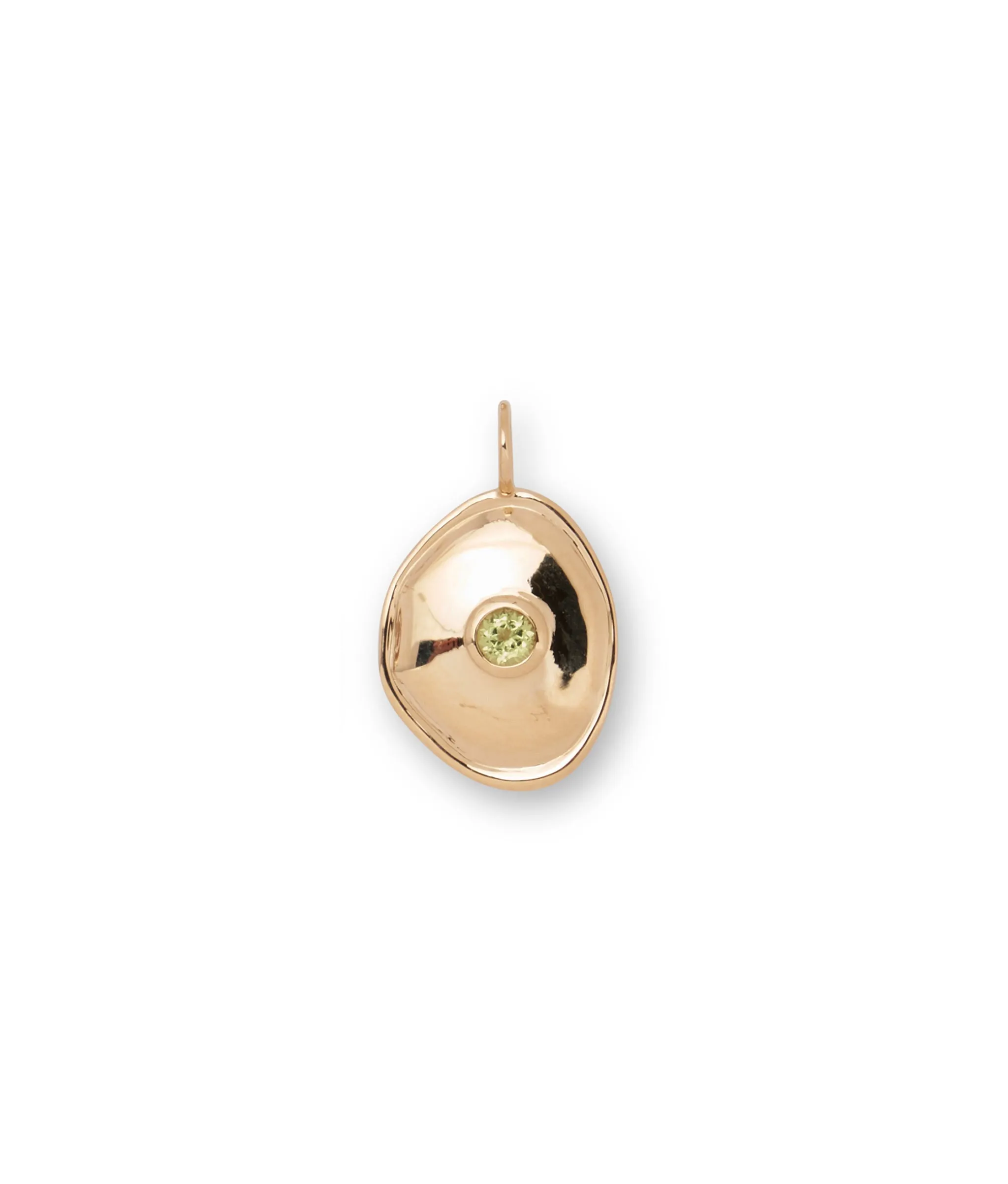 14k Gold Birthstone Necklace Charm in Peridot