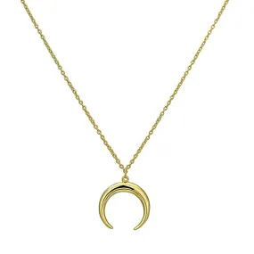 14K Gold Crescent Moon Pendant Necklace, 18"