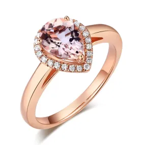 14K Rose Gold Morganite 0.11cts Natural Diamonds MKR7038