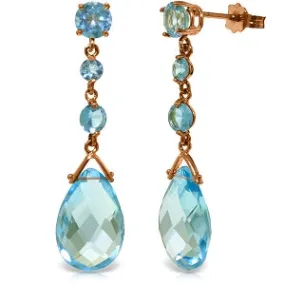 14K Solid Rose Gold Chandelier Blue Topaz Earrings