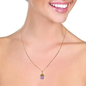 14K Solid Rose Gold Necklace w/ Natural Peridots & Purple Amethysts