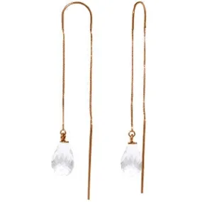 14K Solid Rose Gold Threaded Dangles Earrings Rose Topaz Certified