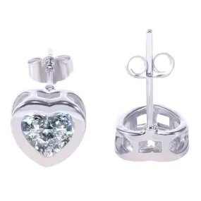 14K White Gold Plated Heart Shaped Bezel IOBI Crystals Earrings For Woman Special Occasions