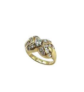 14k Yellow Gold 1 ctw Diamond X Ring