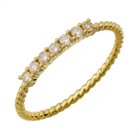 14k Yellow Round Diamond Top Twist Band