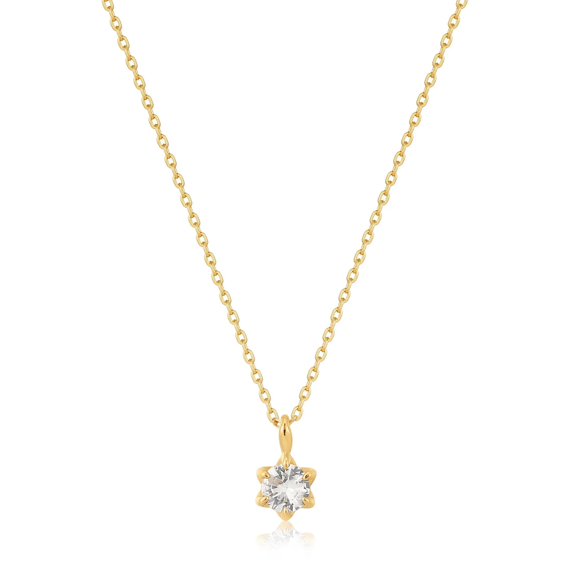 14kt Gold White Sapphire Pendant Necklace