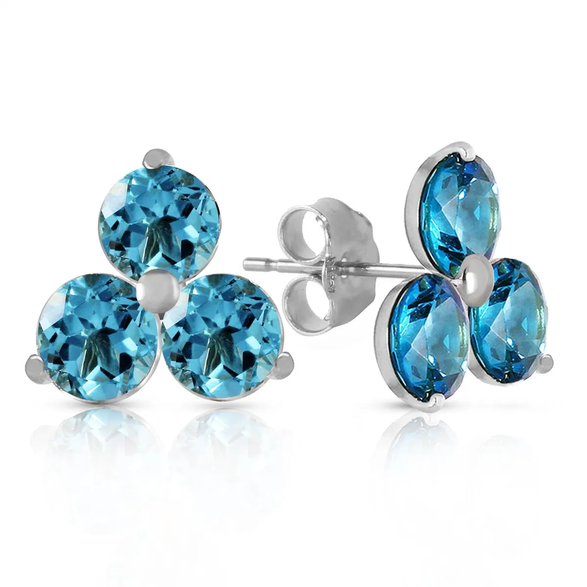 1.5 Carat 14K Solid White Gold Coeurs De Papier Blue Topaz Earrings