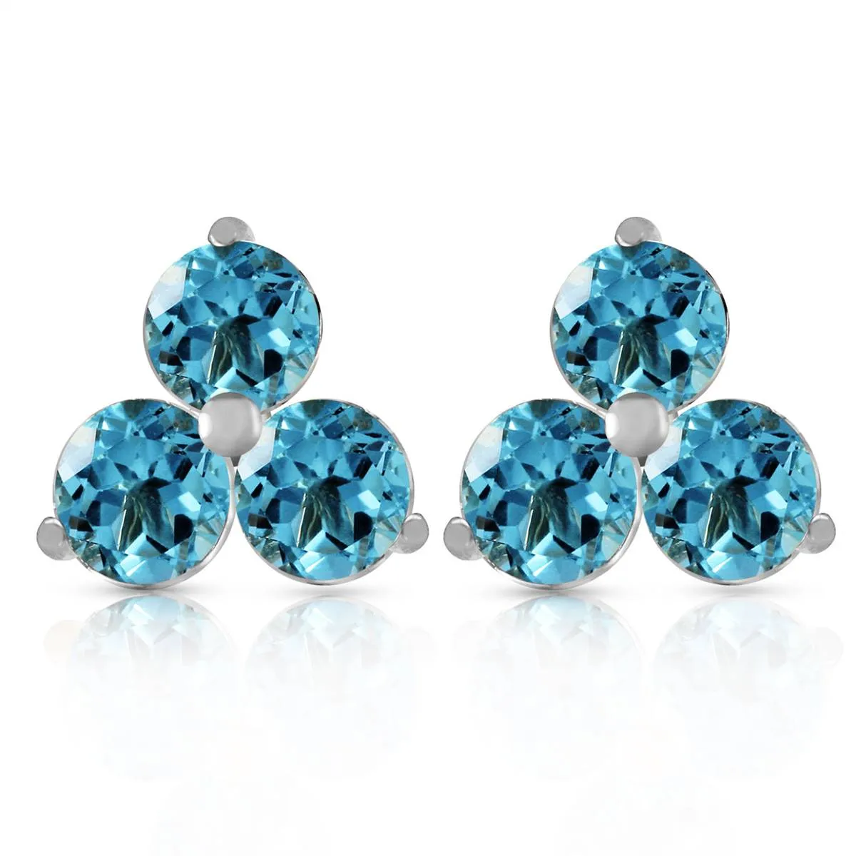 1.5 Carat 14K Solid White Gold Coeurs De Papier Blue Topaz Earrings