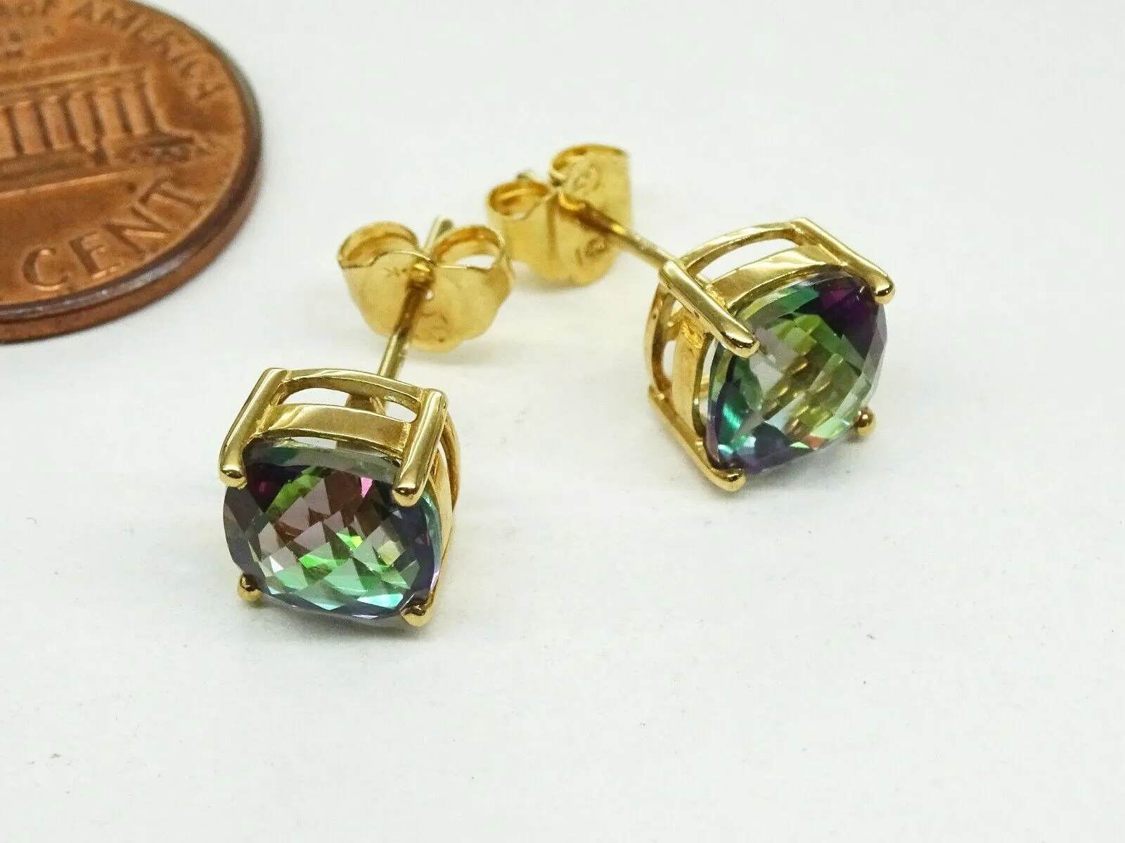 15  ct tw Mystic Topaz Pendant Ring & Earrings 10k/14k Gold Jewelry Set