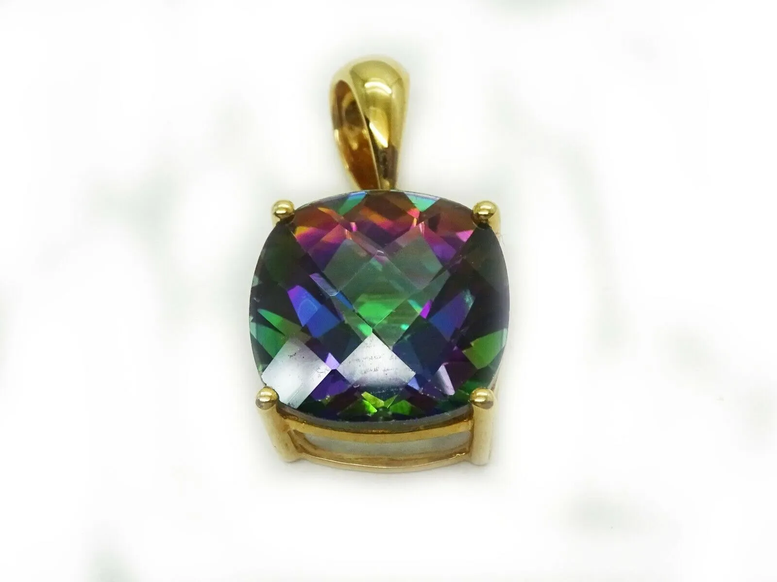 15  ct tw Mystic Topaz Pendant Ring & Earrings 10k/14k Gold Jewelry Set