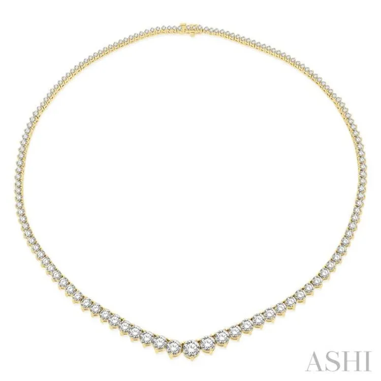 15 ctw Riviera Round Cut Diamond Necklace in 14K Yellow Gold