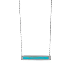 16" 2 Rhodium Plated Turquoise Bar Necklace