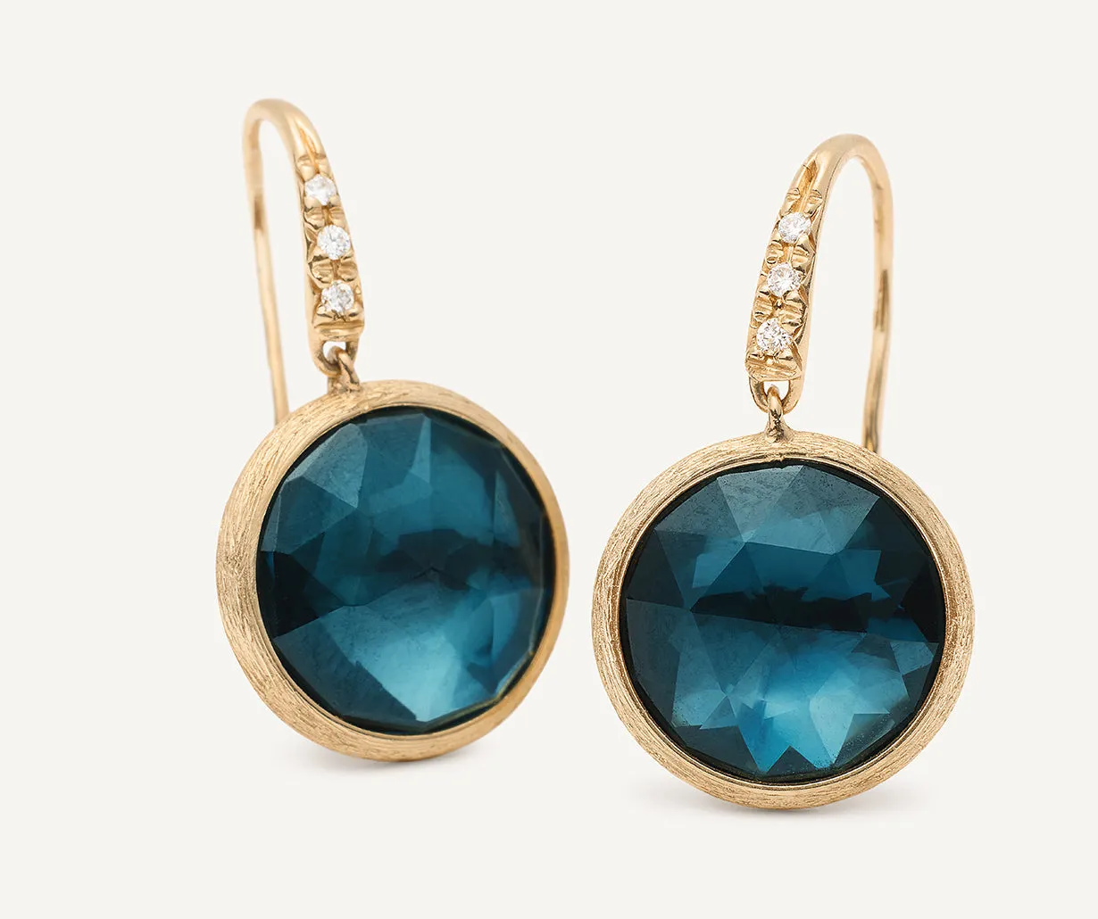 18K Yellow Gold Gemstone Drop Earrings with Diamonds