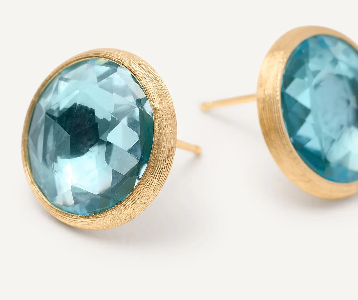 18K Yellow Gold Gemstone Stud Large Earrings