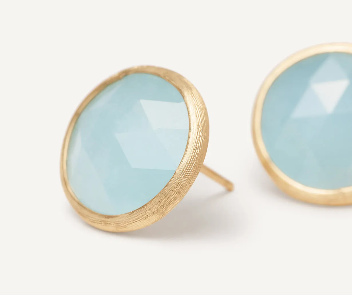 18K Yellow Gold Gemstone Stud Large Earrings