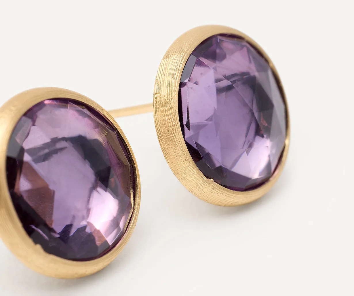 18K Yellow Gold Gemstone Stud Large Earrings