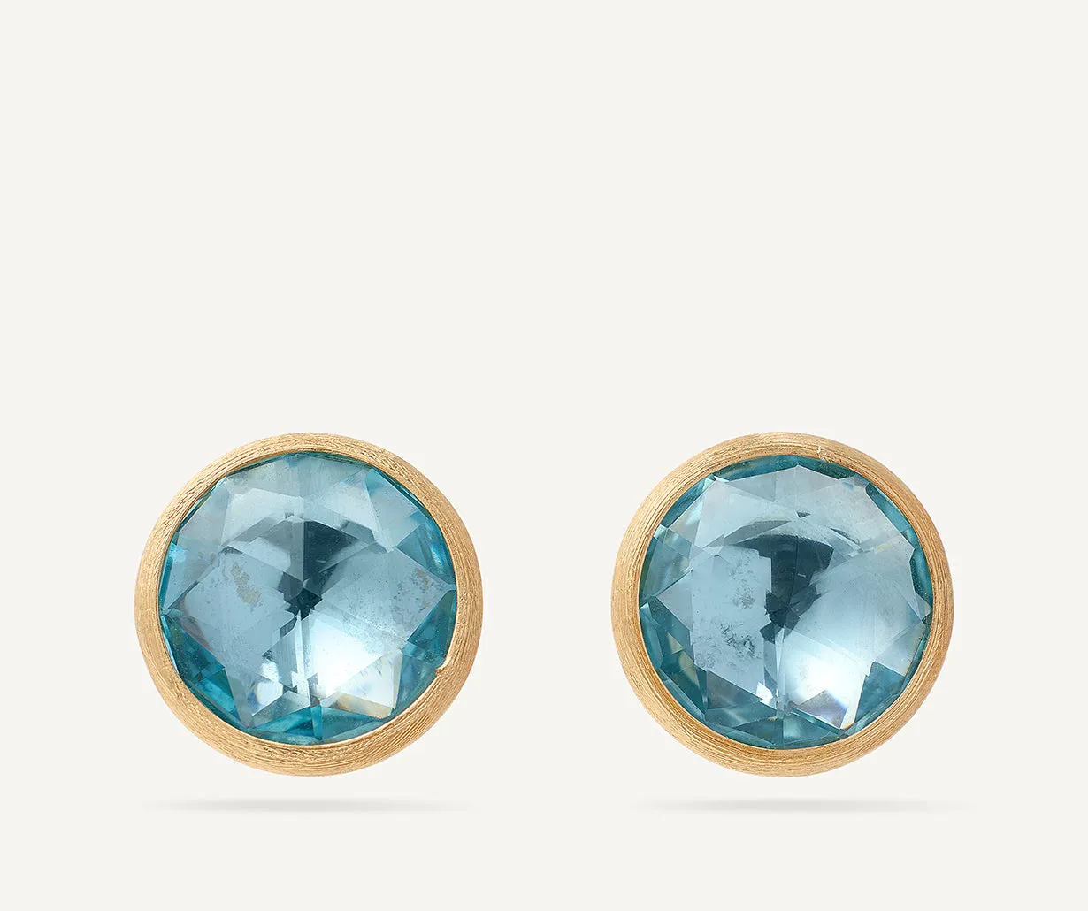 18K Yellow Gold Gemstone Stud Large Earrings