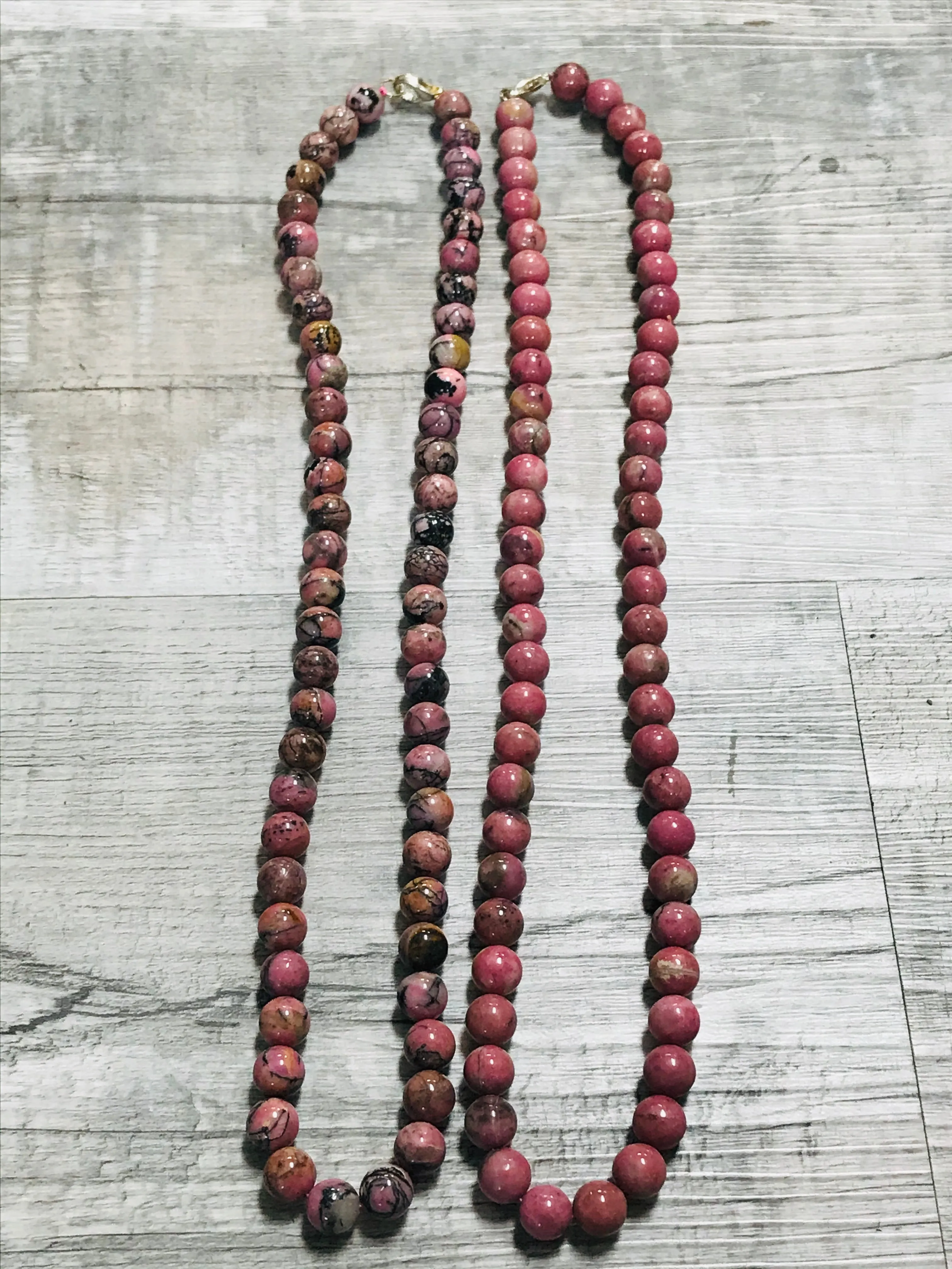 18" Rhodonite Beaded Necklace