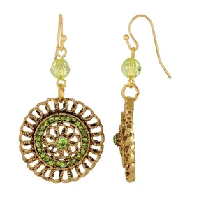 1928 Jewelry Round Filigree Multi Crystal Dangle Earrings