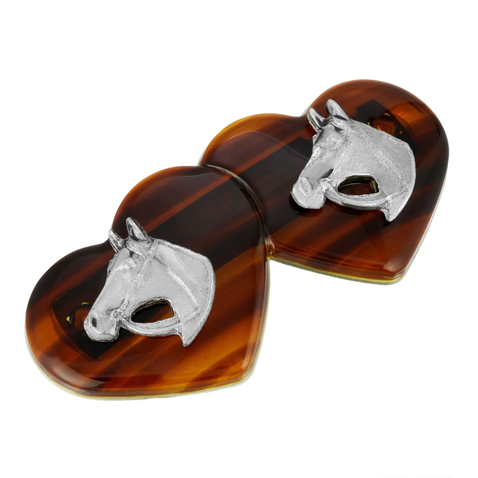 1928 Jewelry&reg; Silver Tone Brown Tortoise Heart Barrette With Horse Heads