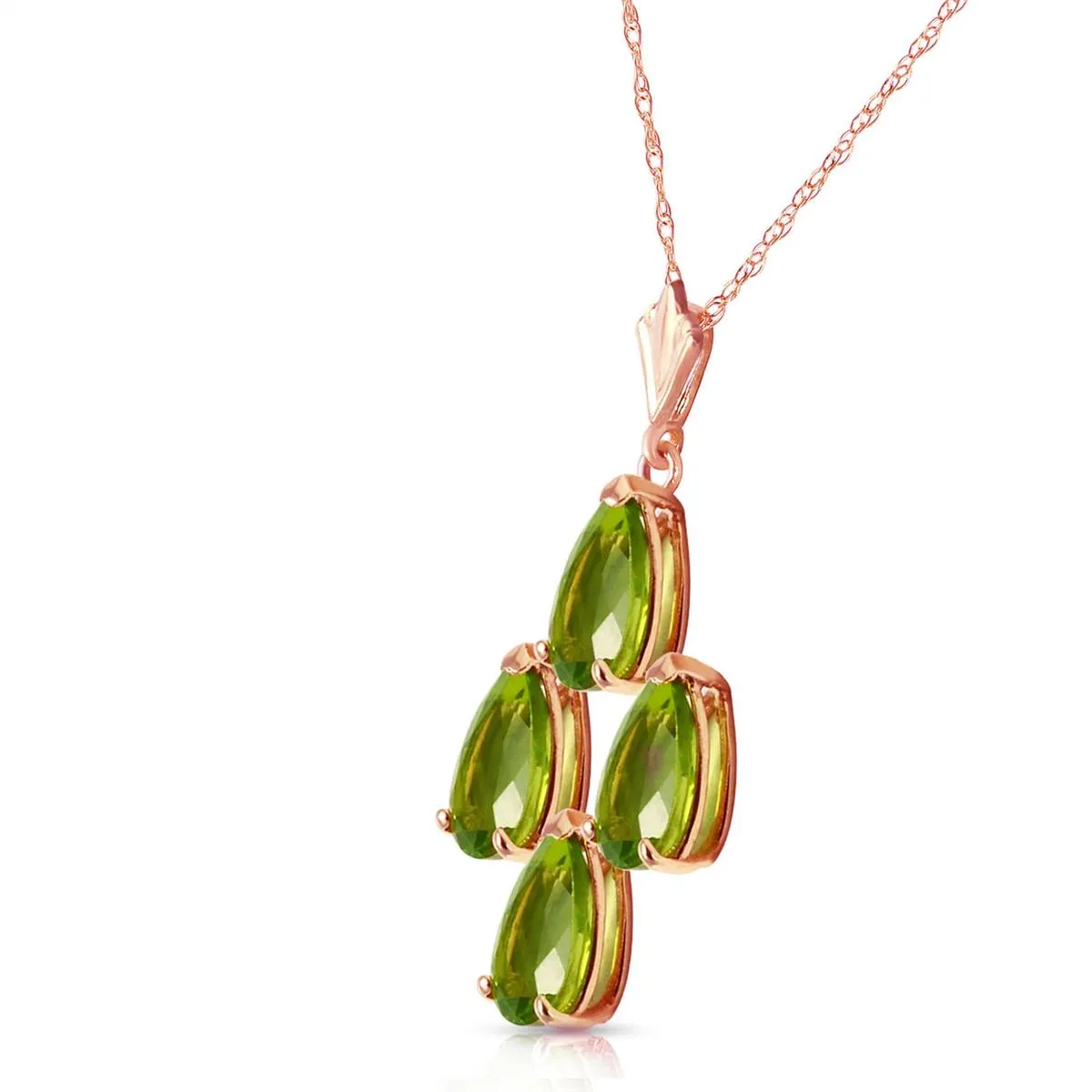 2.25 Carat 14K Solid Rose Gold Pyramid Peridot Necklace