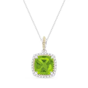 2.57ct Peridot 16"Pendant Necklace in 14K White And Yellow Gold