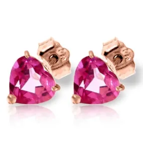 3.25 Carat 14K Solid Rose Gold Stud Earrings Natural Pink Topaz