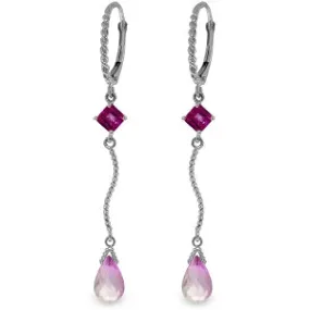 3.5 Carat 14K Solid White Gold Formidable Pink Topaz Earrings