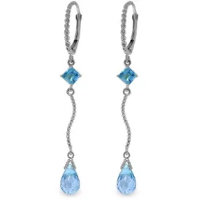 3.5 Carat 14K Solid White Gold Level Path Blue Topaz Earrings