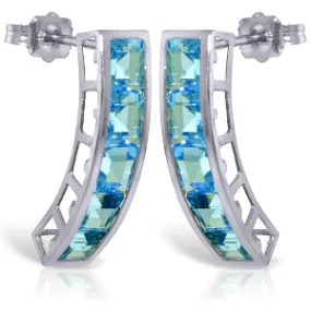 4.5 Carat 14K Solid White Gold Sea Of Love Blue Topaz Earrings