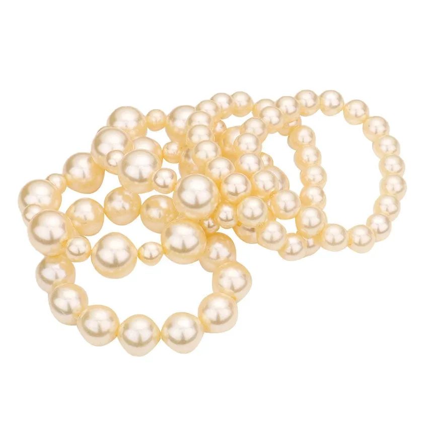 5PCS Pearl Strand Stretch Bracelets: C