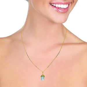 7.2 Carat 14K Solid Yellow Gold Under The Waterfall Blue Topaz Peridot Necklace