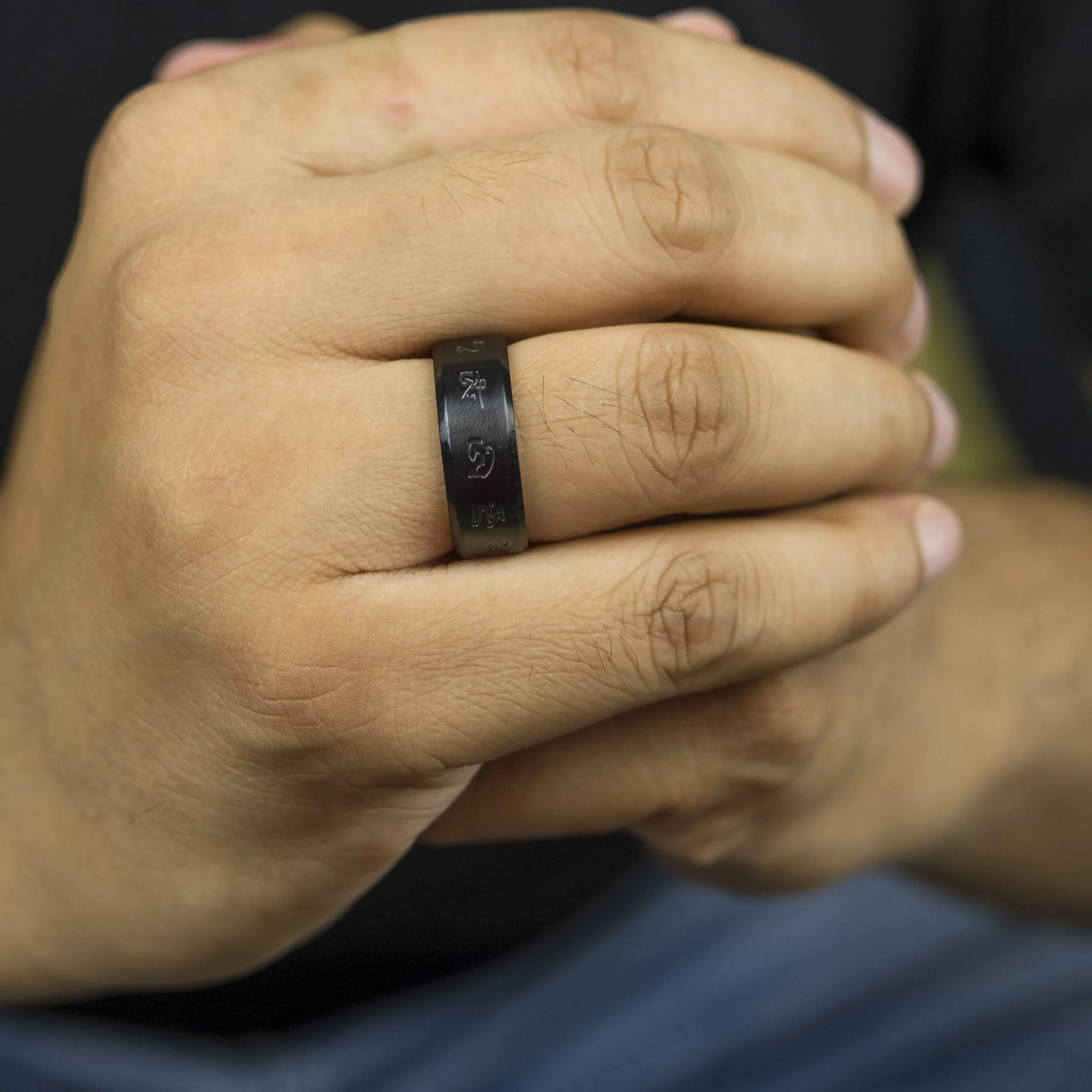 8mm Matt Black Rotating Buddhist Tibetan Spinner Prayer Monk Spinner Ring