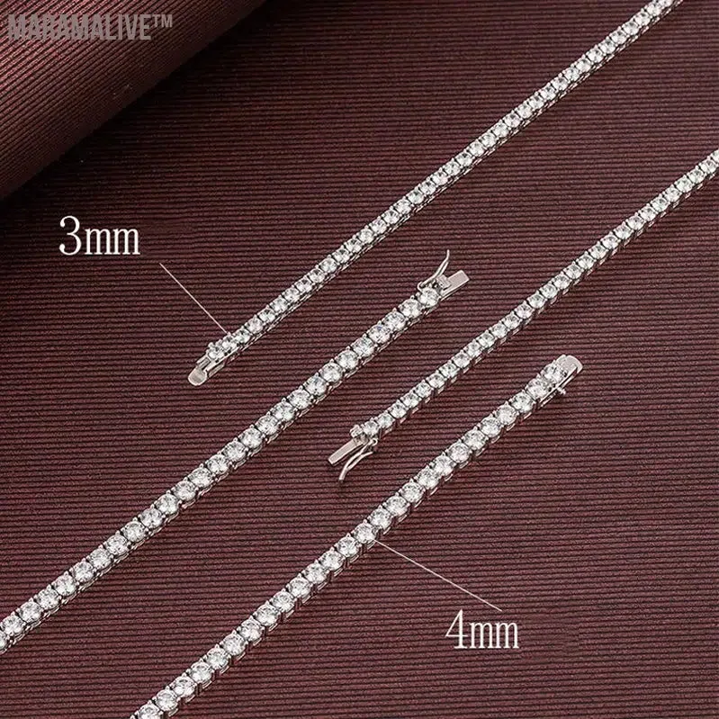 925 Sterling Silver Moissanite Tennis Necklace for Women Real 4mm Diamonds with GRA Certificate Neck Chain Fine Jewelry