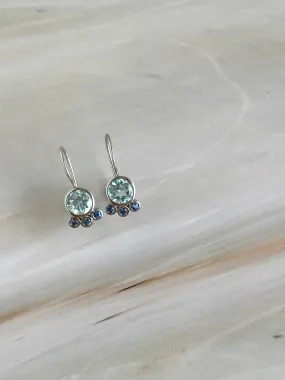 9ct White Gold Topaz and Aquamarine Earrings