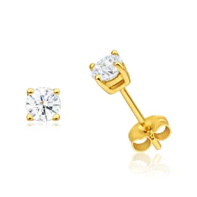 9ct Yellow Gold White Topaz Stud Earrings