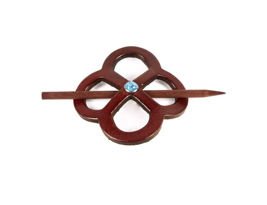 Accented Endless-Knot Leather Hair Barrette