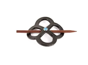 Accented Endless-Knot Leather Hair Barrette